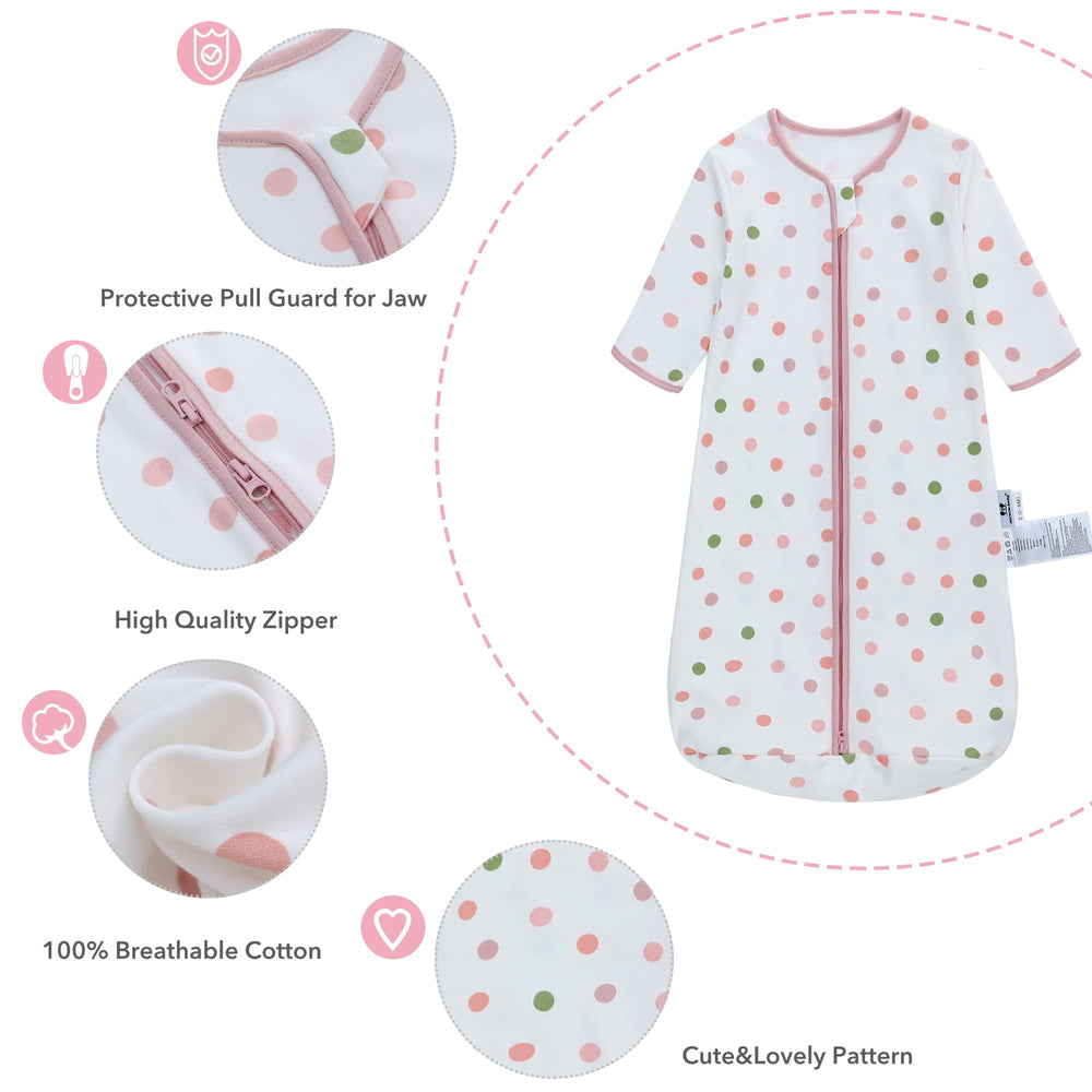 Miracle Baby Sleep Sack long sleeve colorful-dots adds playful nap-time comfort.