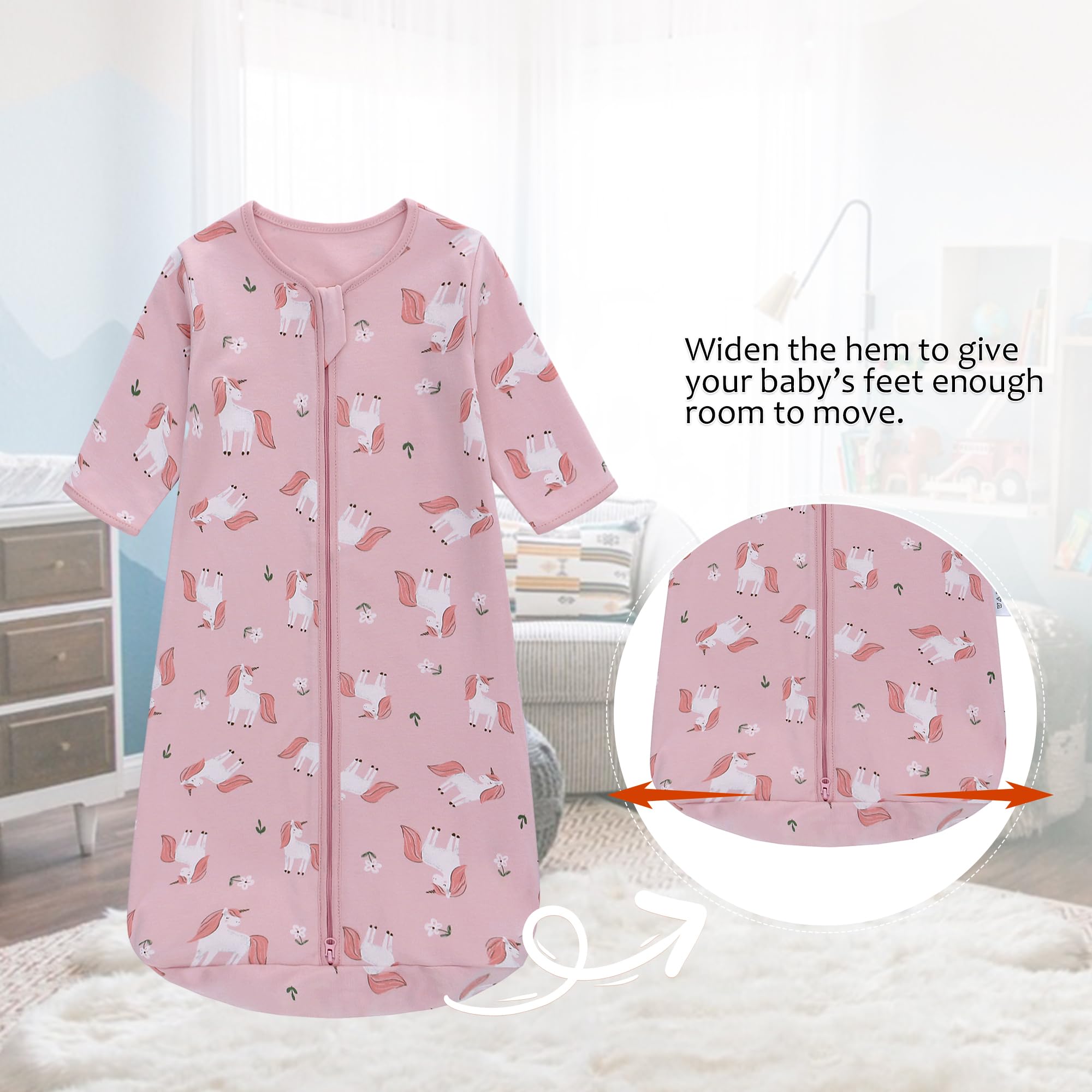 Miracle Baby Sleep Sack long sleeve safety zipper image emphasizes quick changes and finger protection