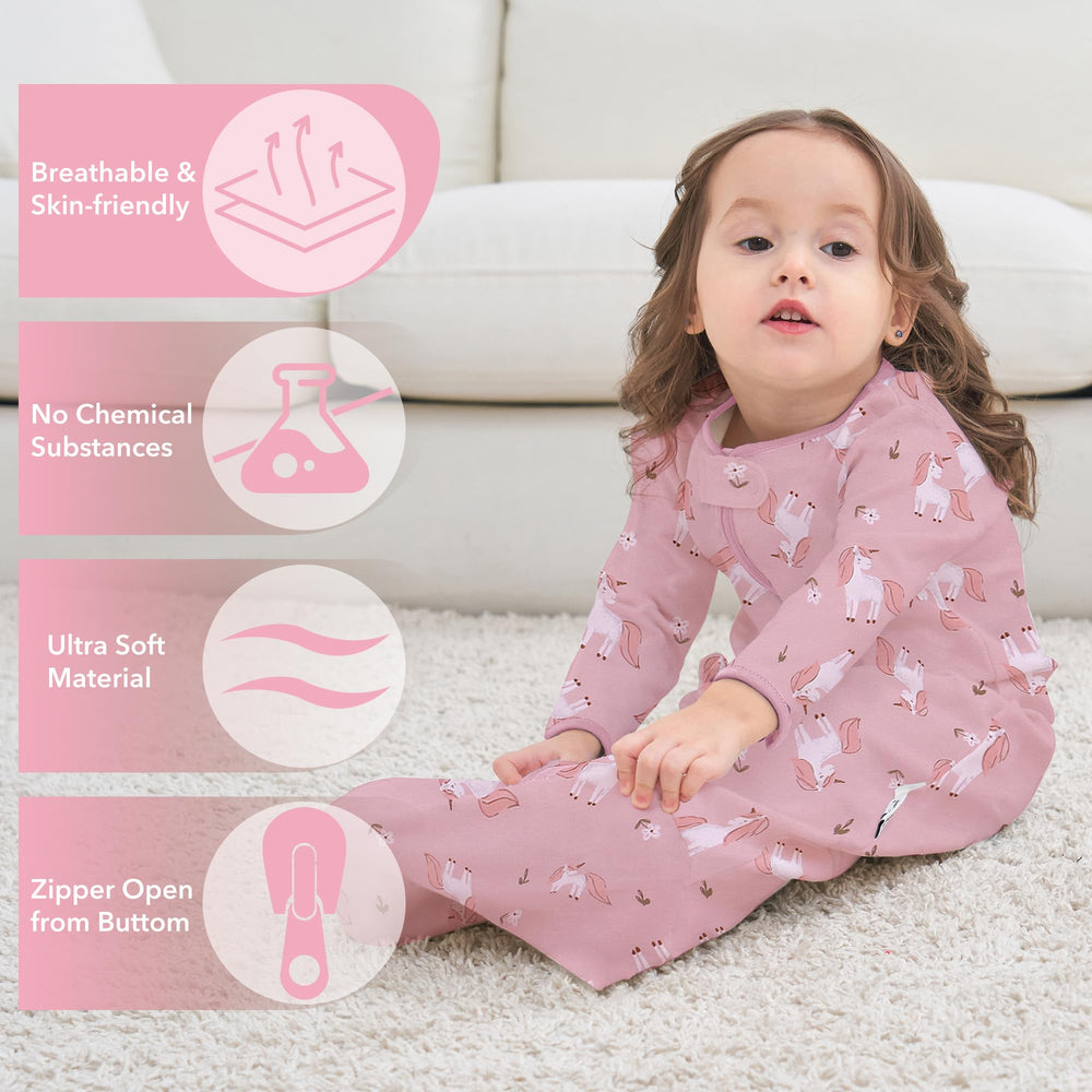 Miracle Baby Sleep Sack long sleeve swan pattern image shows breathable cotton for daytime naps