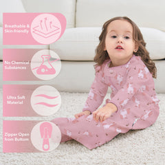 Miracle Baby Sleep Sack long sleeve swan pattern image shows breathable cotton for daytime naps