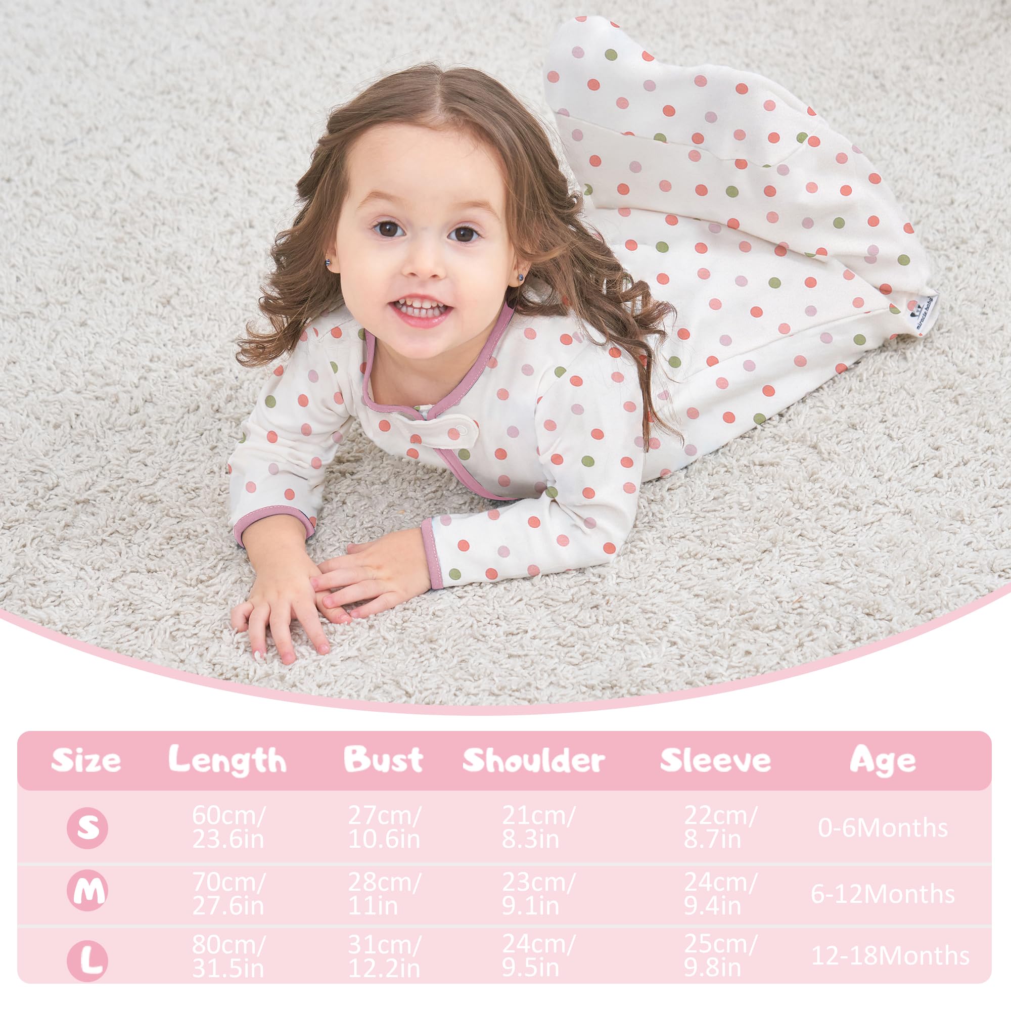 Miracle Baby Sleep Sack long sleeve size-chart guides the best fit.