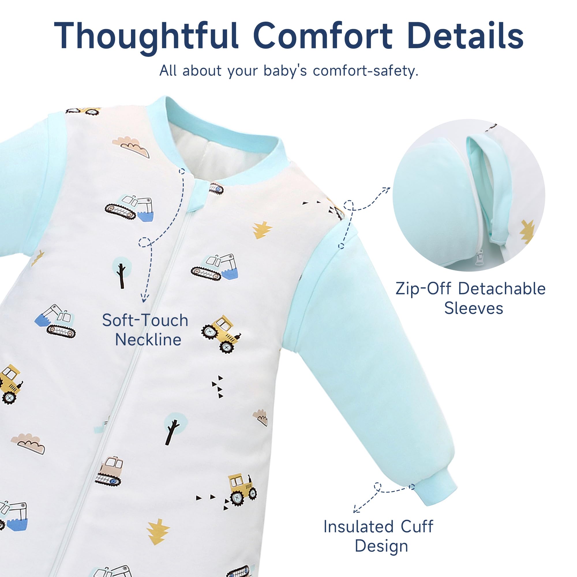 Miracle Baby Sleep Sack soft cotton shell and lining provide breathable comfort.