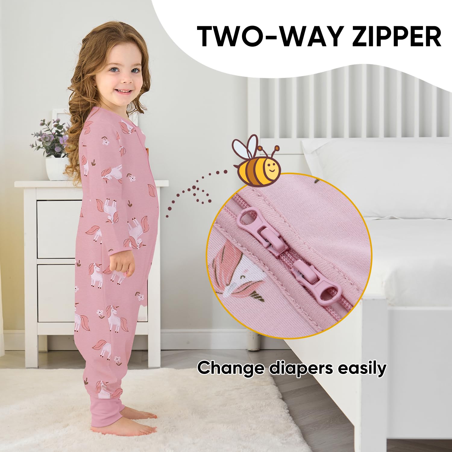 Miracle Baby Sleep Sack with Feet two-way zipper in action enables easy diaper changes