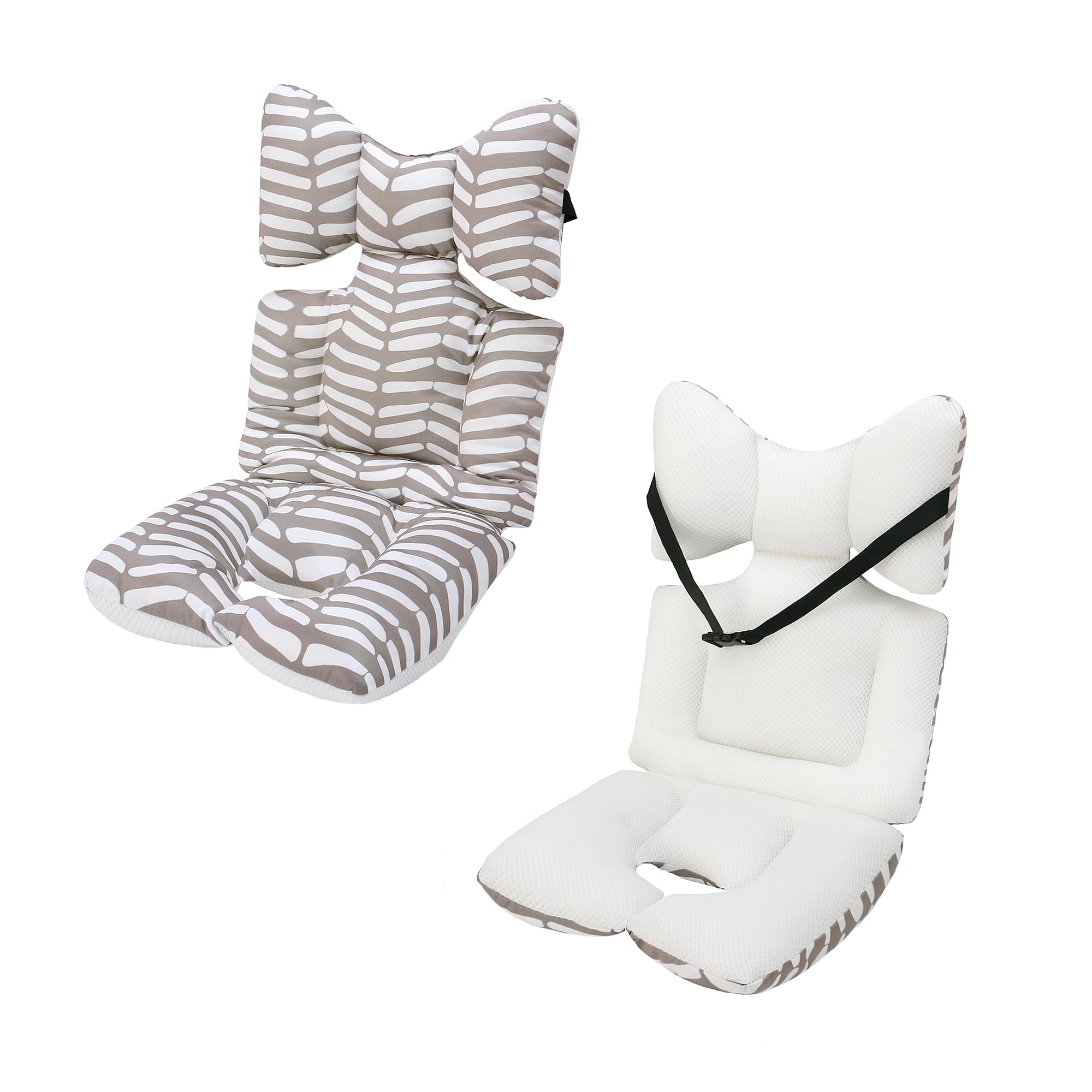 Miracle Baby stroller liner gray geometry close-up highlighting breathable cooling mesh for comfort