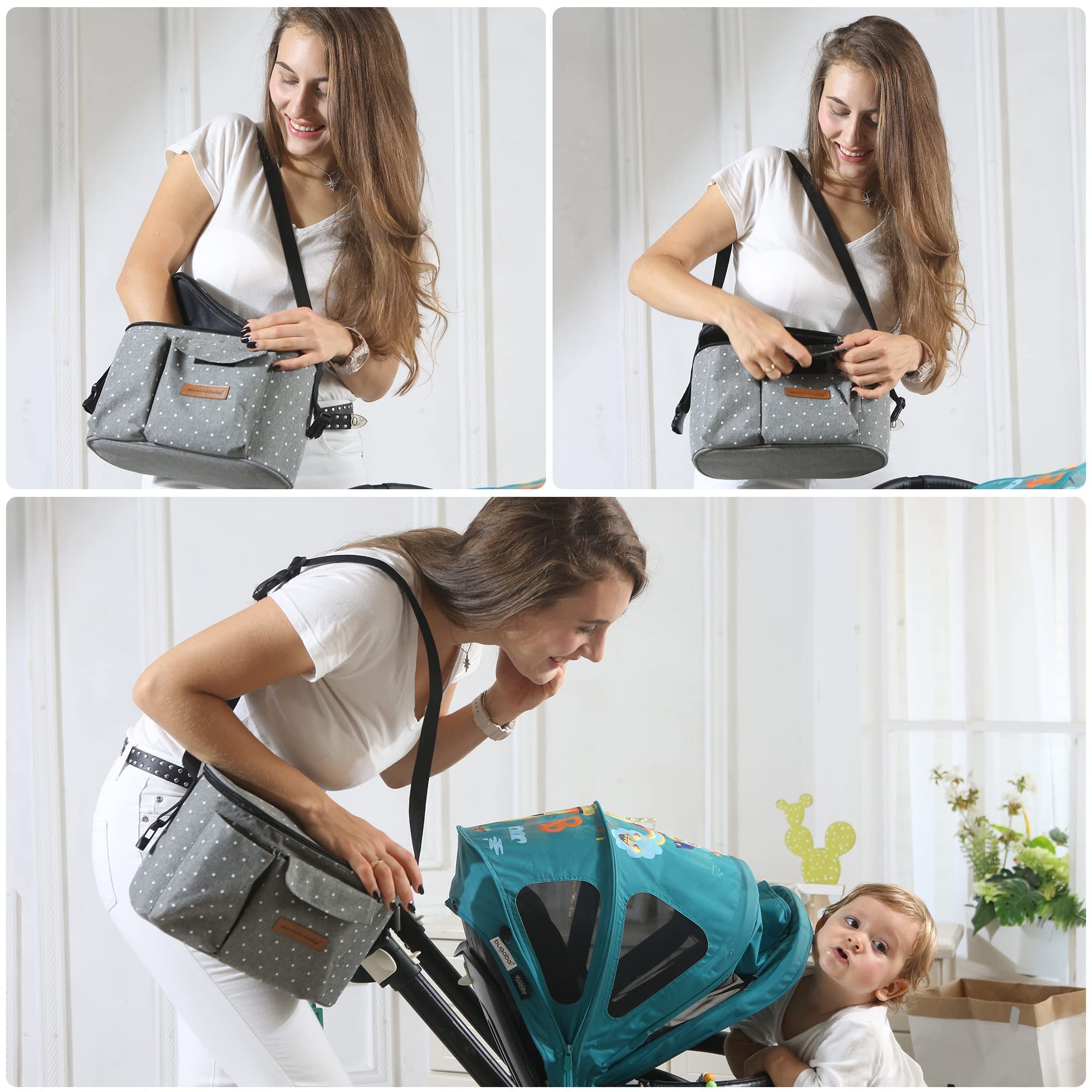 Miracle Baby stroller organizer bag detachable wristlet offers versatile carrying beyond the stroller.