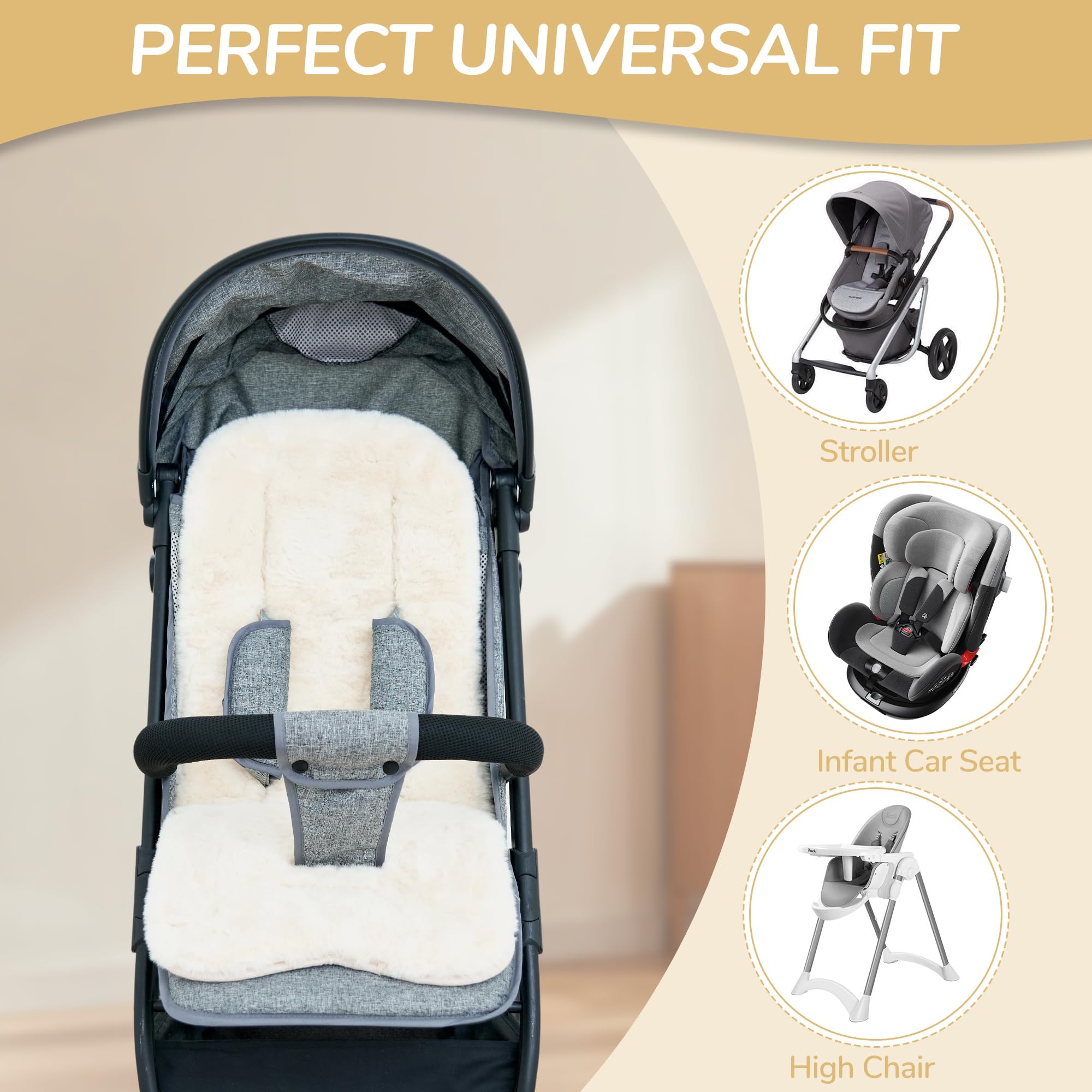 Miracle Baby machine-washable fabric makes cleanup quick after outings.