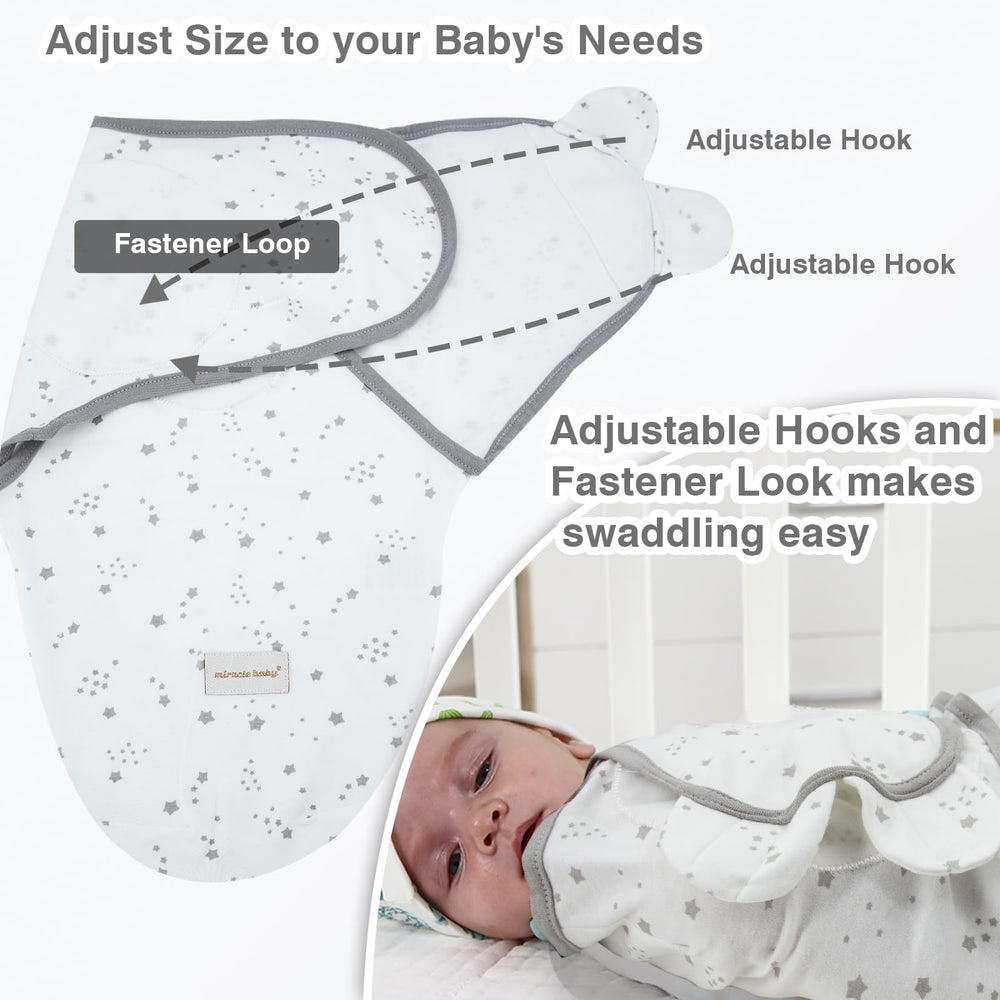 Miracle Baby swaddle 50x75cm 0-3 months size supports hip-friendly growth