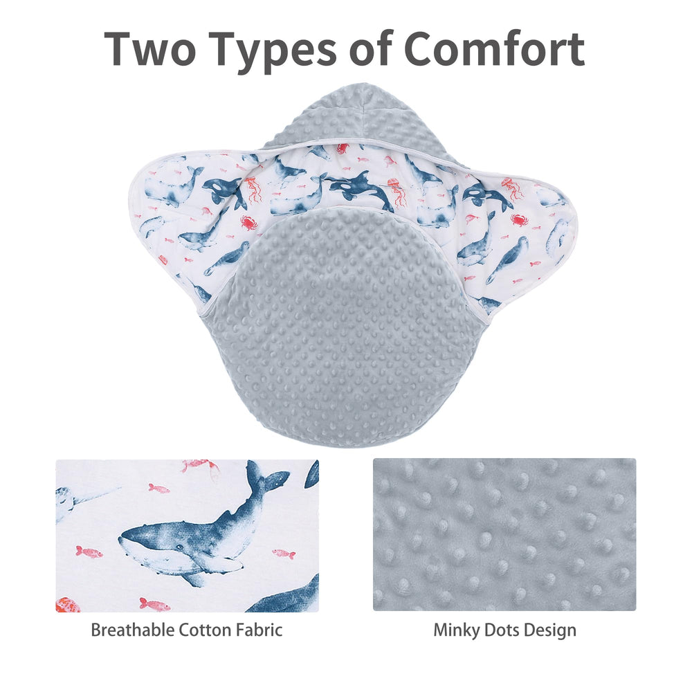 Miracle Baby Swaddle Blanket close-up shows cozy minky dots detail.