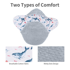 Miracle Baby Swaddle Blanket close-up shows cozy minky dots detail.
