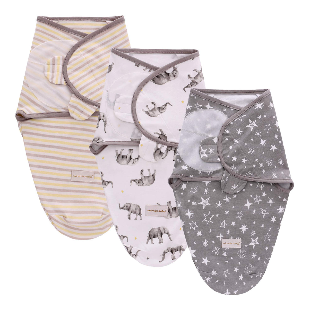 Miracle Baby Swaddle Sack pack of 3 in soft cotton for gentle, breathable newborn comfort