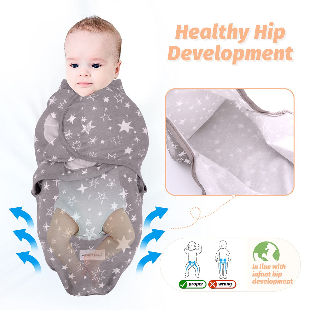 Miracle Baby Swaddle Sack Velcro closures offer easy, secure, customizable snugness