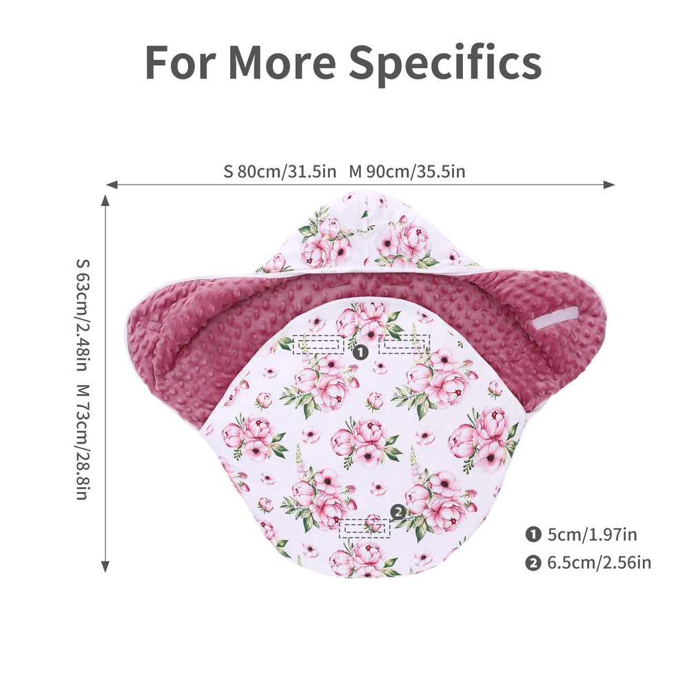 Miracle Baby swaddle two-sizes option shows 0-6m fit for growing infants.