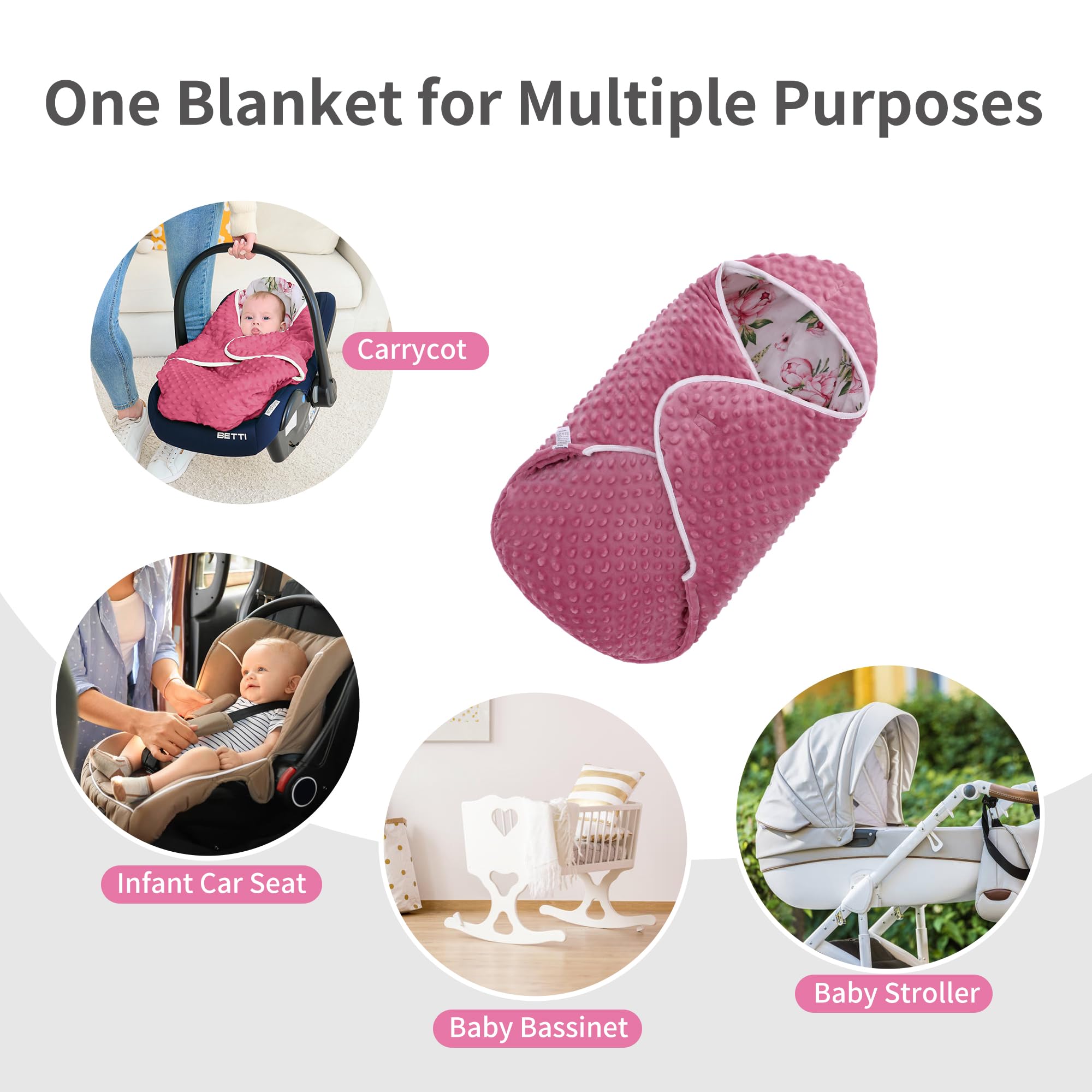 Miracle Baby swaddle care image emphasizes machine washable care on gentle cycles.