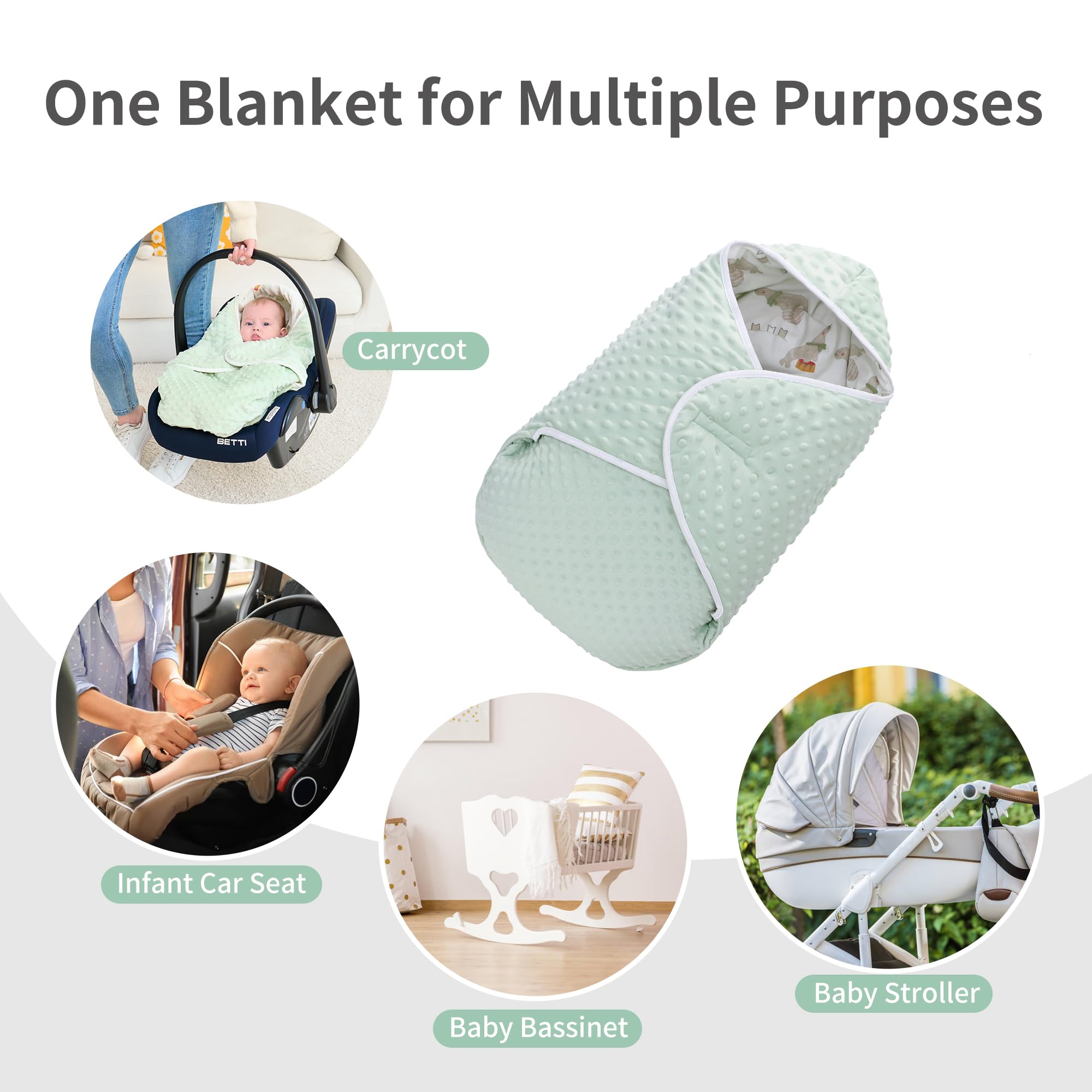 Miracle Baby Swaddle two sizes fit growing infants 0-6 and 6-12 months