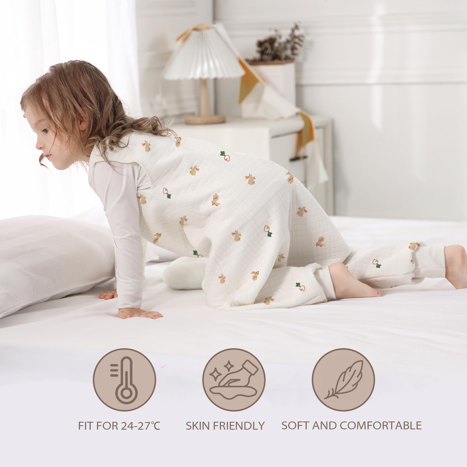 Miracle Baby Sleep Sack material closeup features soft 100% cotton and breathable weave.