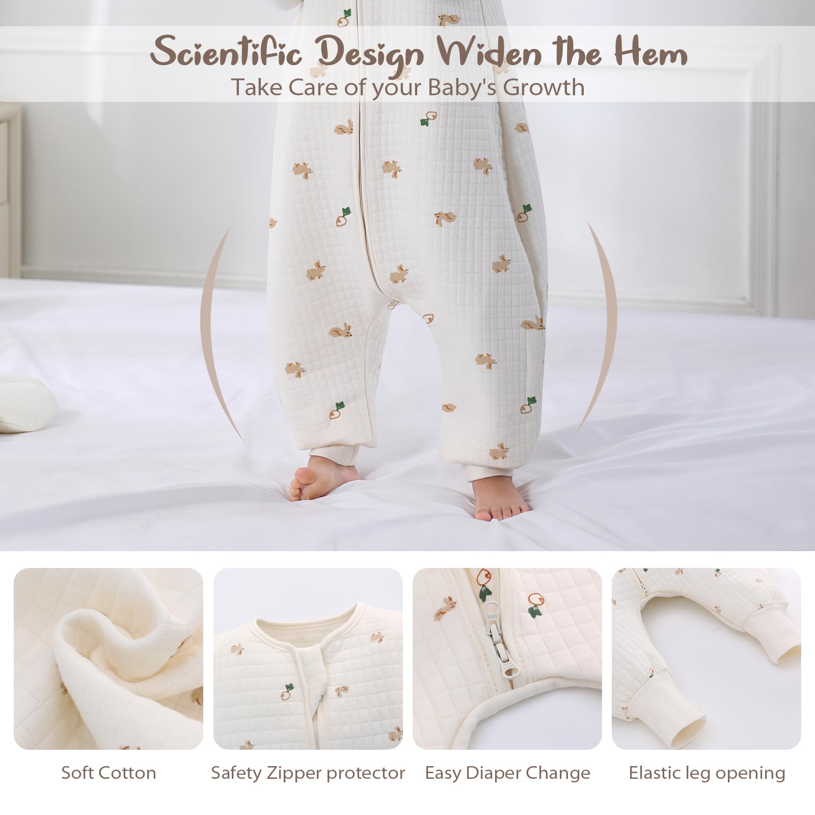 Miracle Baby Sleep Sack with Feet side view demonstrates unrestricted arm mobility for play.