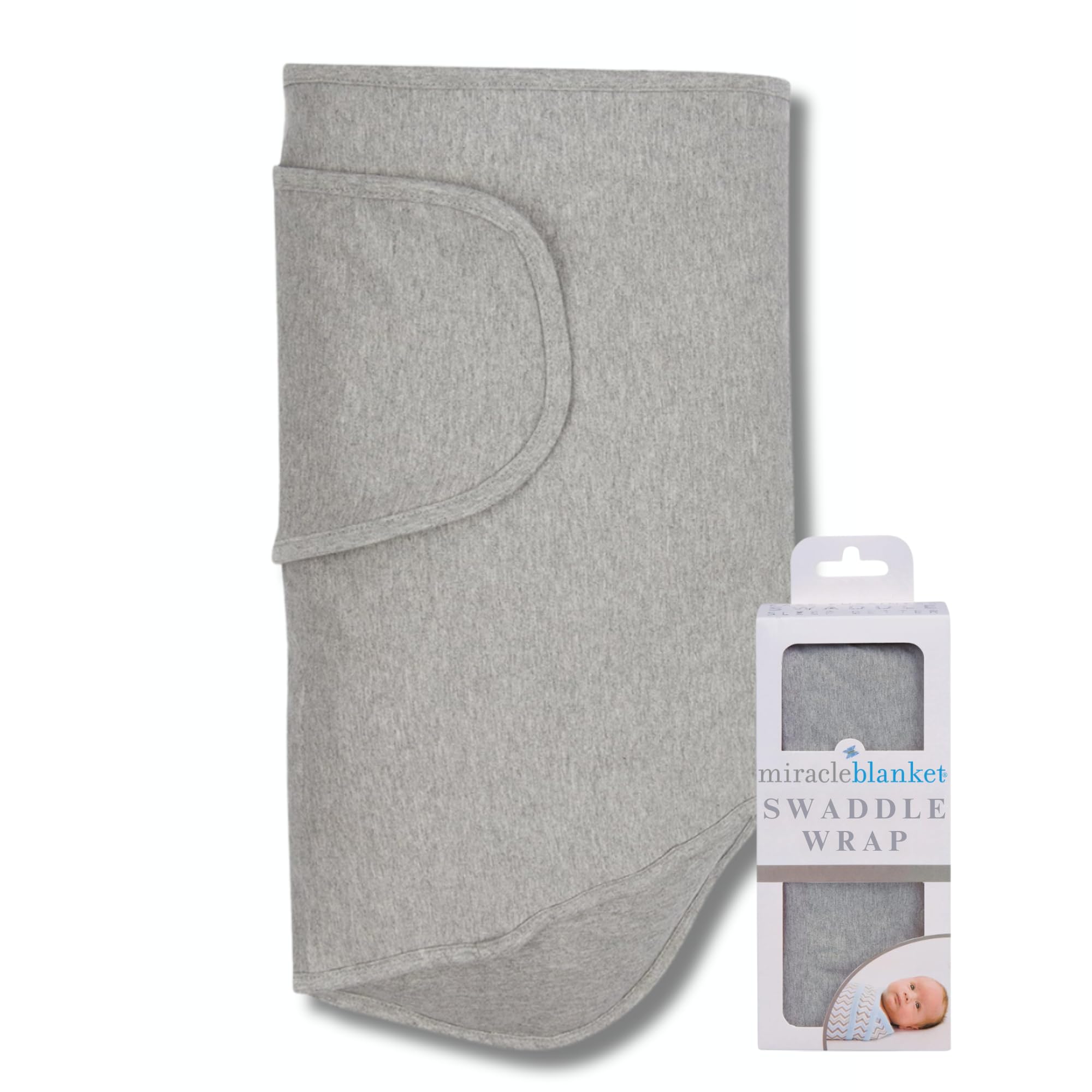 Miracle Blanket swaddle wrap arm hug image; snug arm retention for peaceful newborn sleep