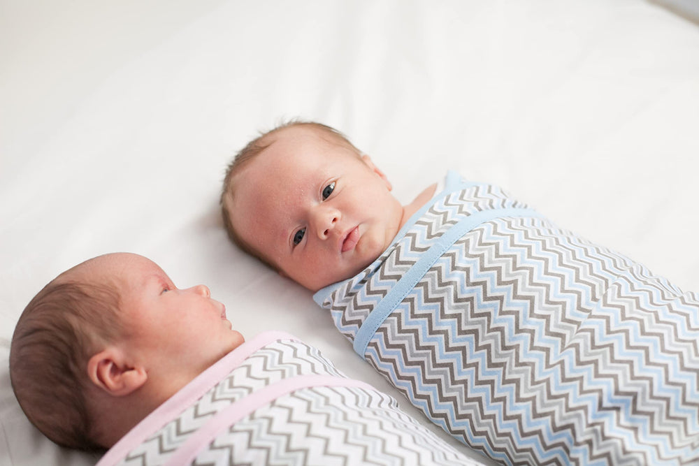 Miracle Blanket Gray Stars breathable cotton fabric keeps baby comfy year-round.