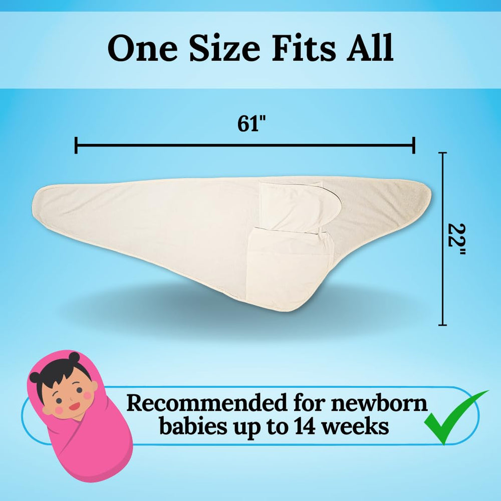 Miracle Blanket swaddle wrap one size fits image; grows with newborns 0-14 weeks