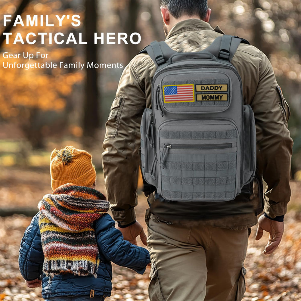 MIRACOL Diaper Bag Backpack front panel with MOLLE webbing for modular storage.