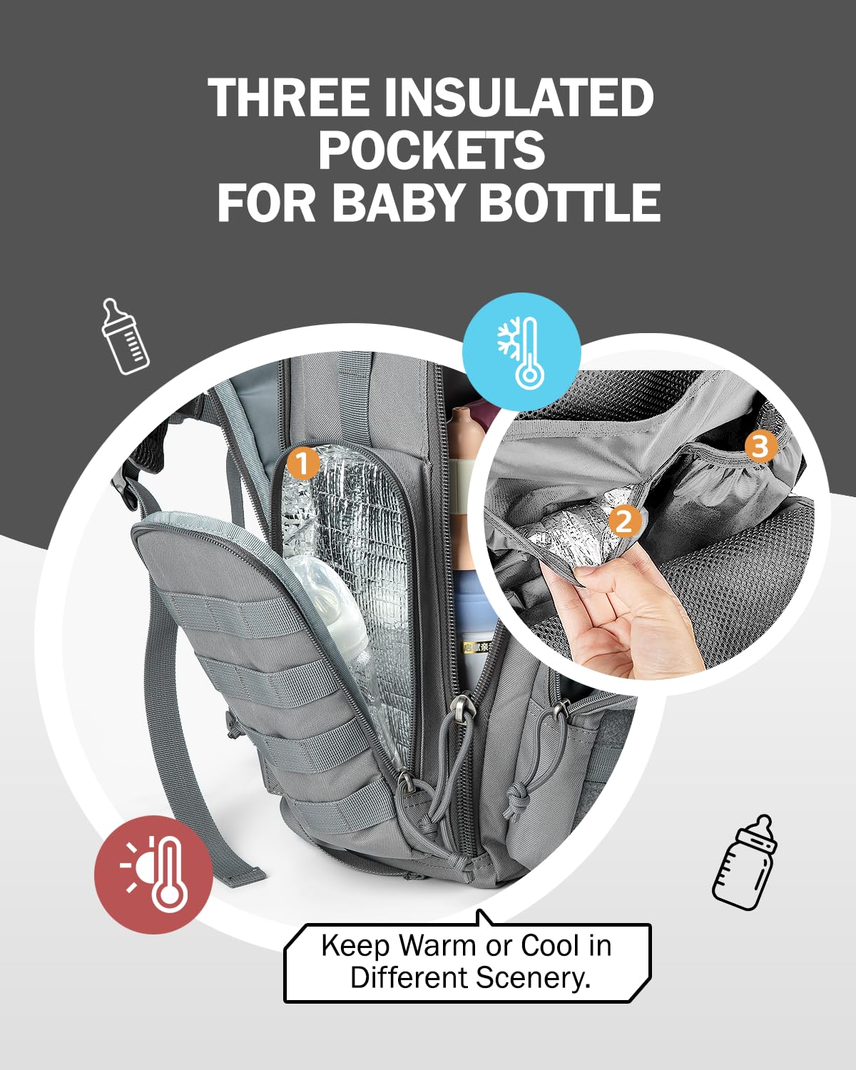 MIRACOL Diaper Bag Backpack in use during family travel showing quick-access organization.