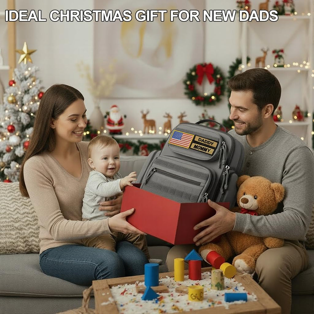 MIRACOL Diaper Bag Backpack grey side view highlights durable 900D fabric for day trips.