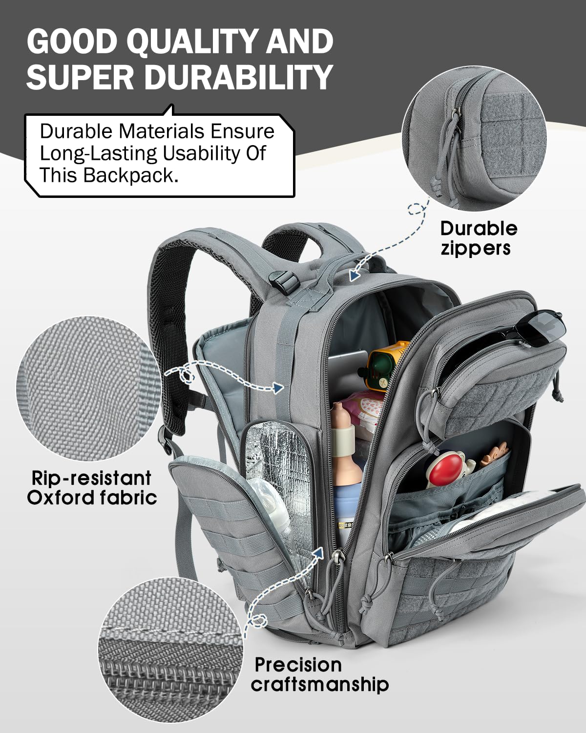 MIRACOL Diaper Bag Backpack wipe slot keeps essentials accessible during outings.