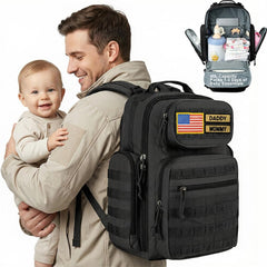 MIRACOL tactical diaper bag front view for dads on the go showing rugged durability