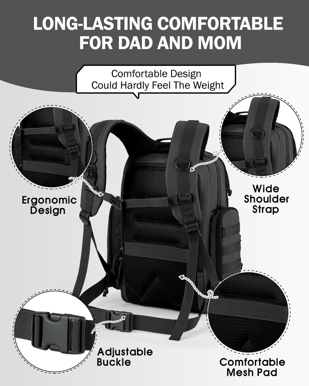 MIRACOL tactical padded shoulder straps enhance comfort during wear