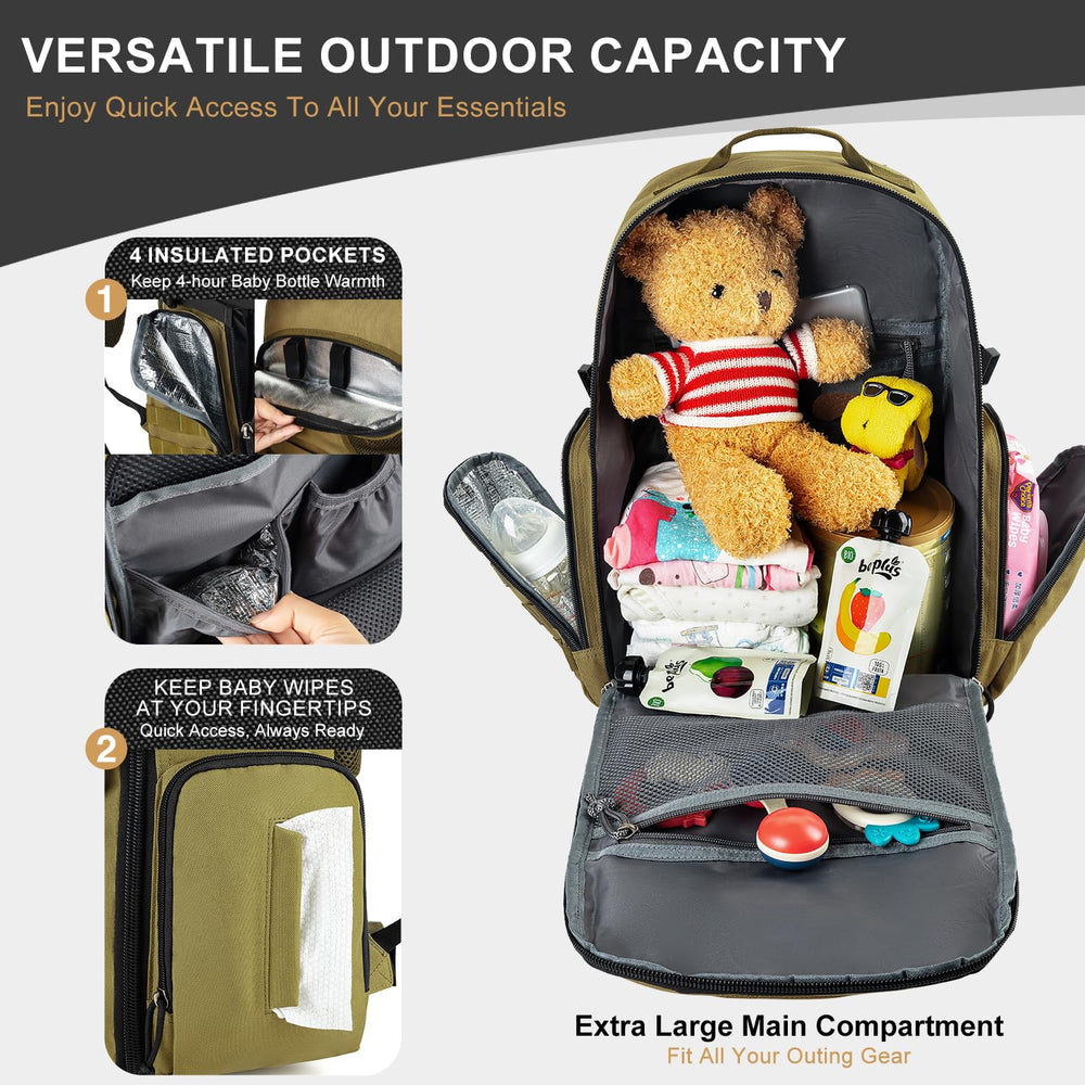 MIRACOL Military Diaper Bag interior organization with multiple compartments for gear