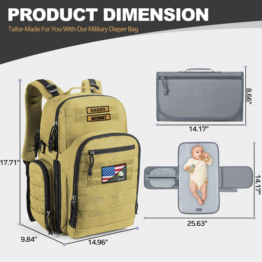 MIRACOL Military Diaper Bag padded straps reduce shoulder fatigue during daily use
