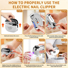 MIRAIWATIMO 3-speed settings for customizable nail care.