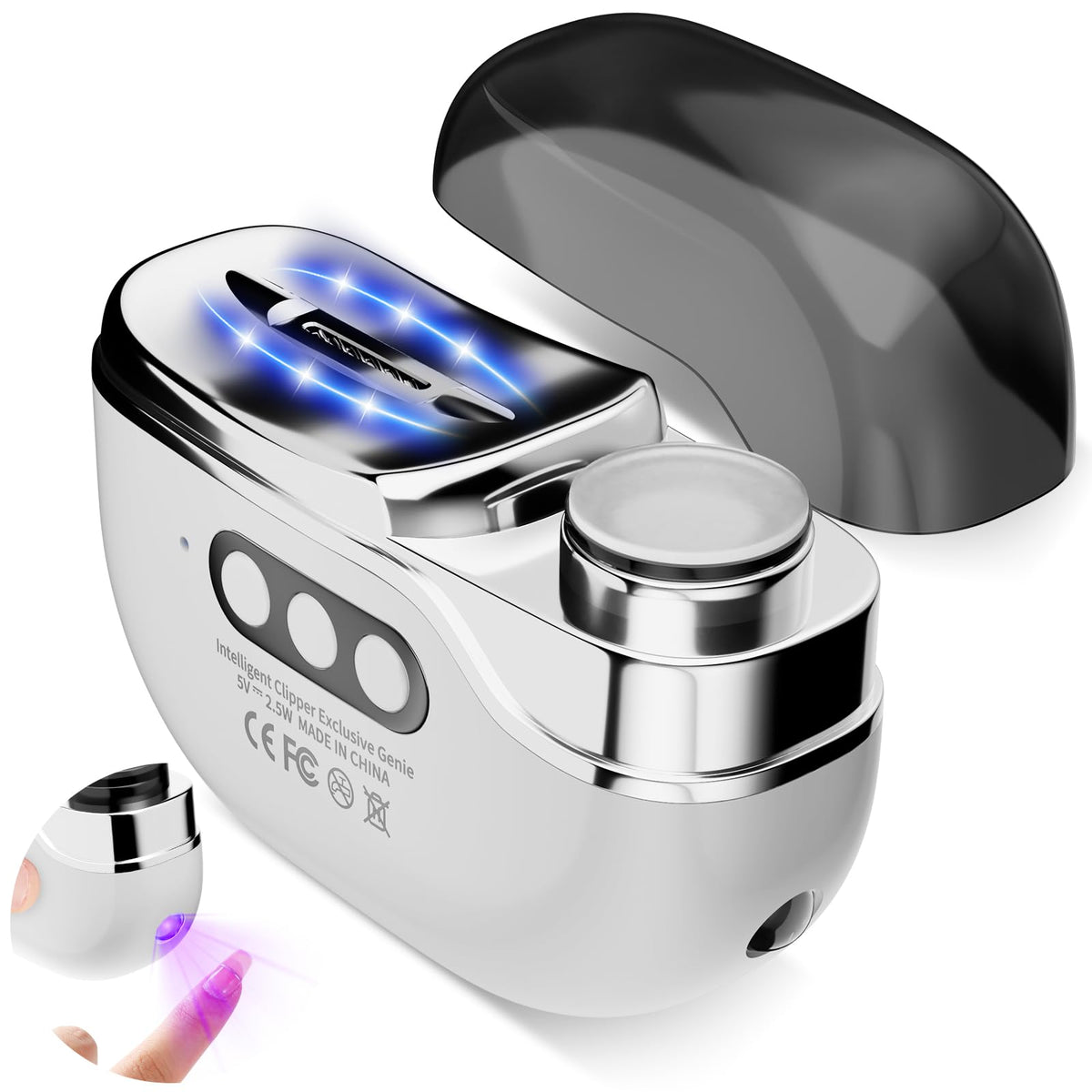 MIRAIWATIMO 4-in-1 nail clipper with LED light for precise trimming.