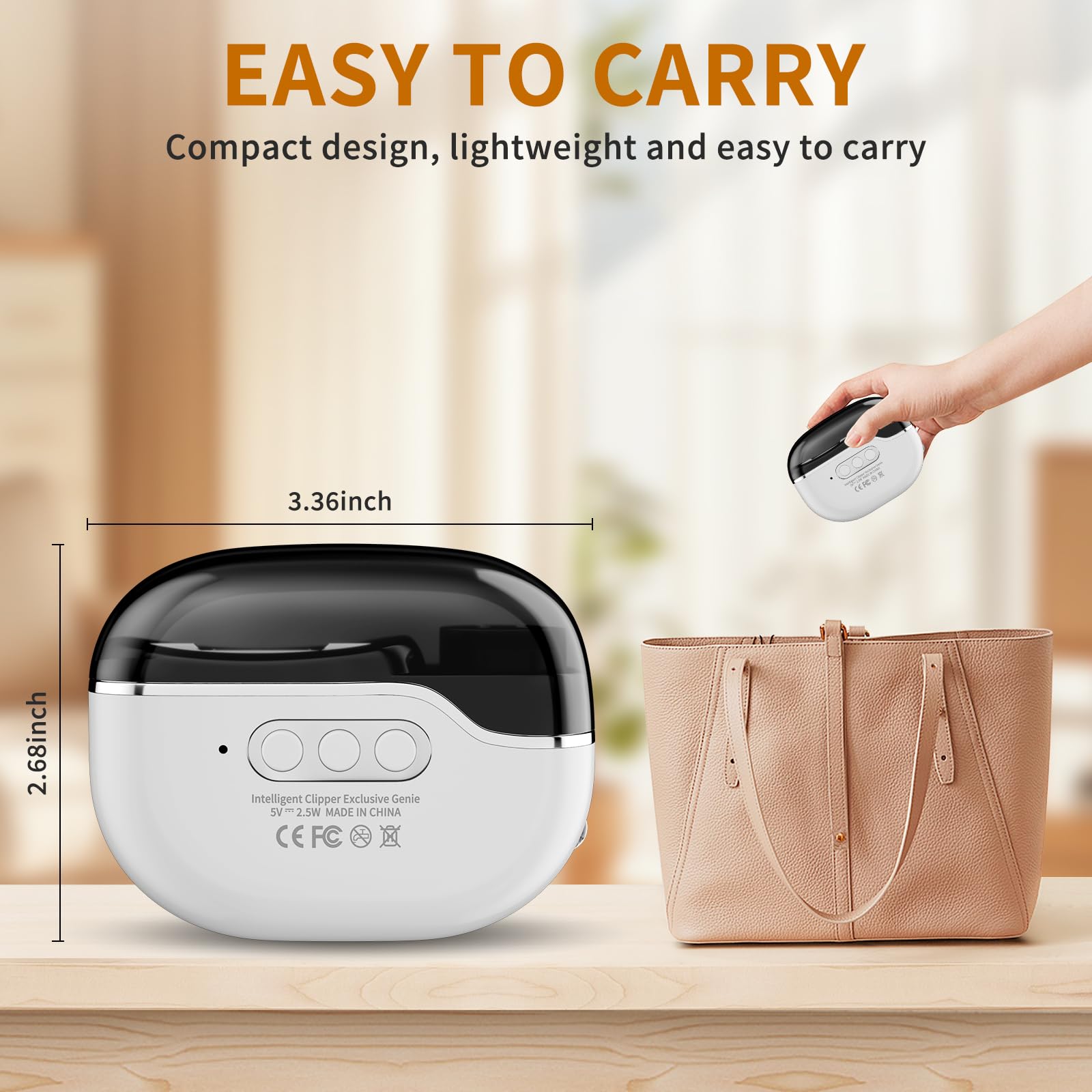 MIRAIWATIMO integrated storage keeps accessories organized.