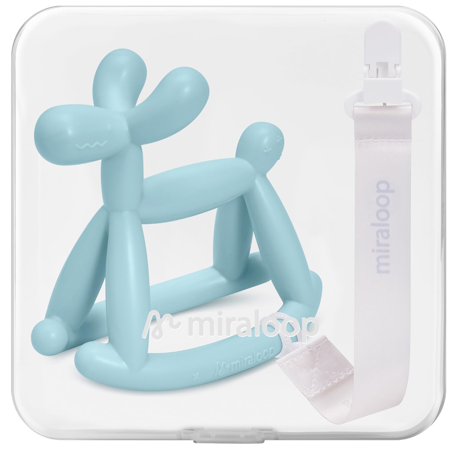 Miraloop baby teether rocking balloon dog provides soothing visual appeal and comfort