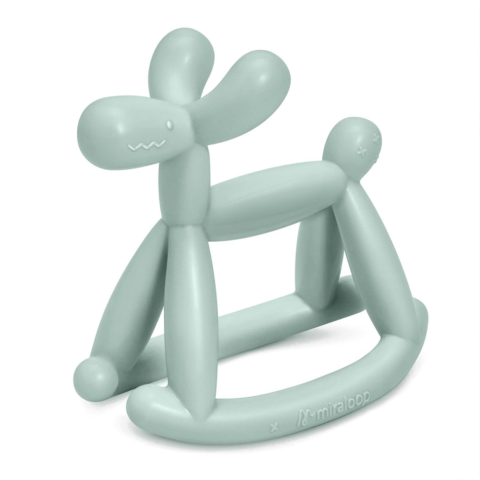 Miraloop Jellydog teether in mint green supports early teething with safe silicone