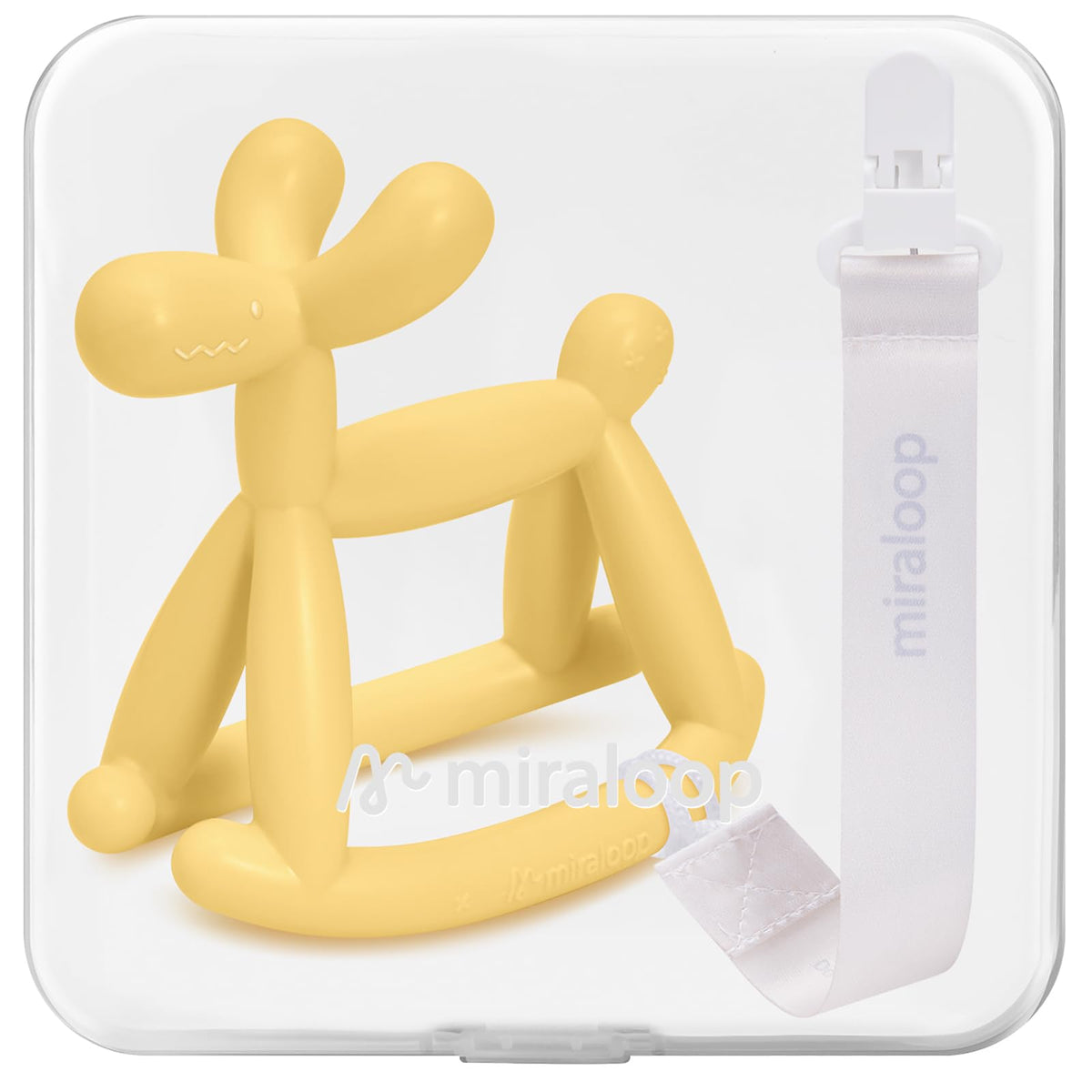 MiraLoop rocking teether balloon-dog soothes gums during teething.