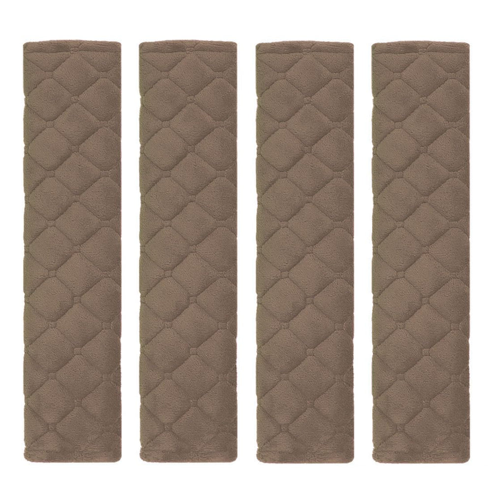 MIRKOO car seat belt cover pad in soft fuzzy material for comfortable drives.