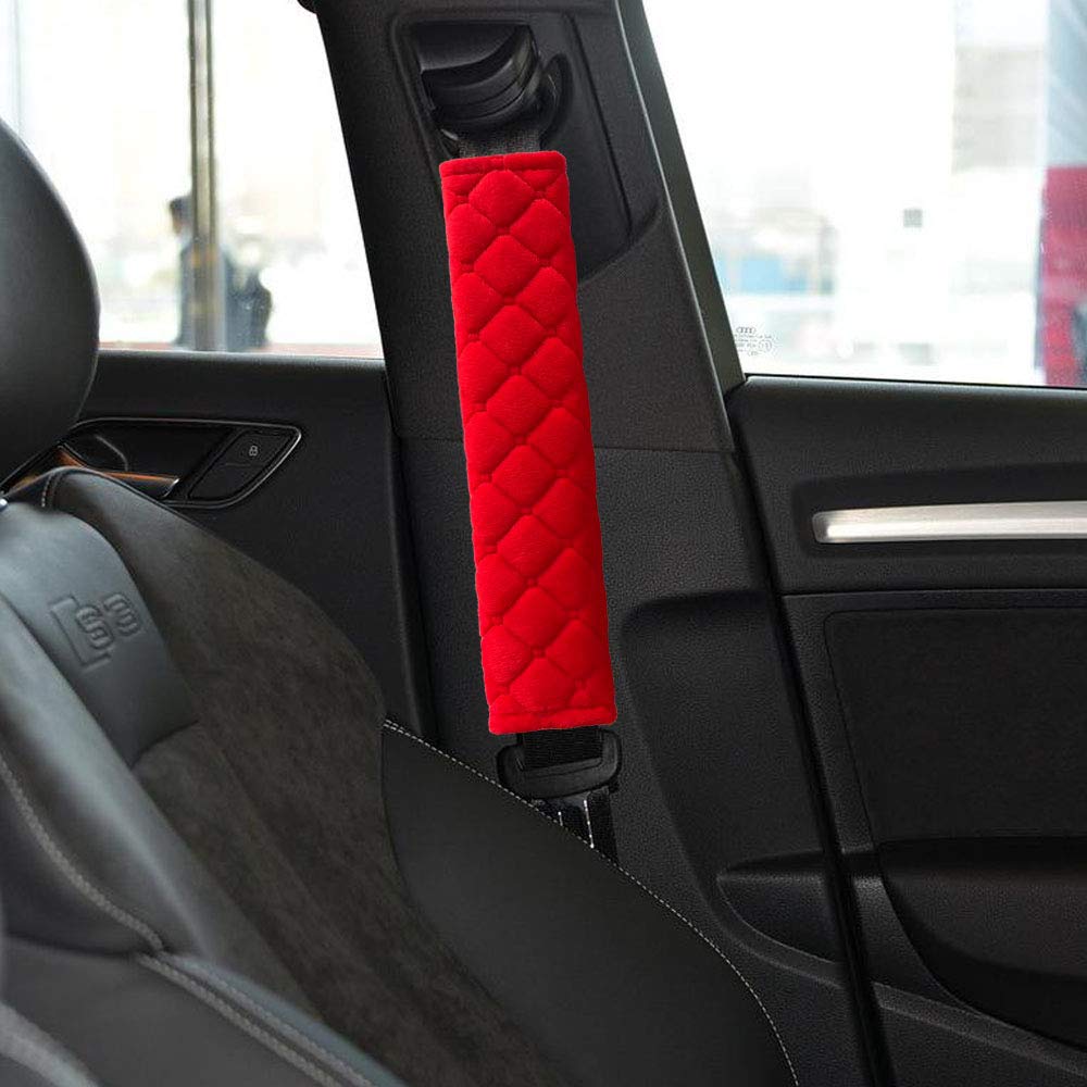 MIRKOO seat belt pad material close-up showcases premium fuzzy polyester that lasts