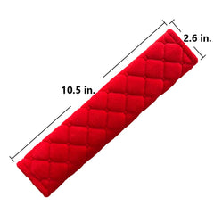 MIRKOO seat belt pad on belt close-up highlights soft plush material