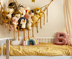 Mirolam boho toy hammock displays plush toys in kids’ rooms