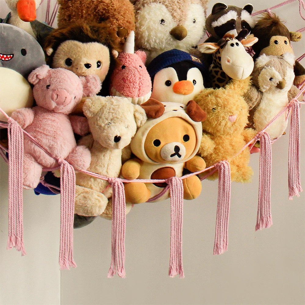 Mirolam large-capacity net holds many stuffed animals for easy access.