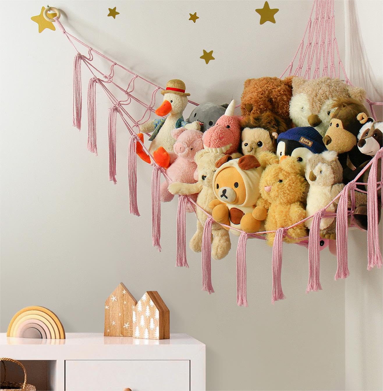 Mirolam pink nursery hammock adds cute, calming color to a room.
