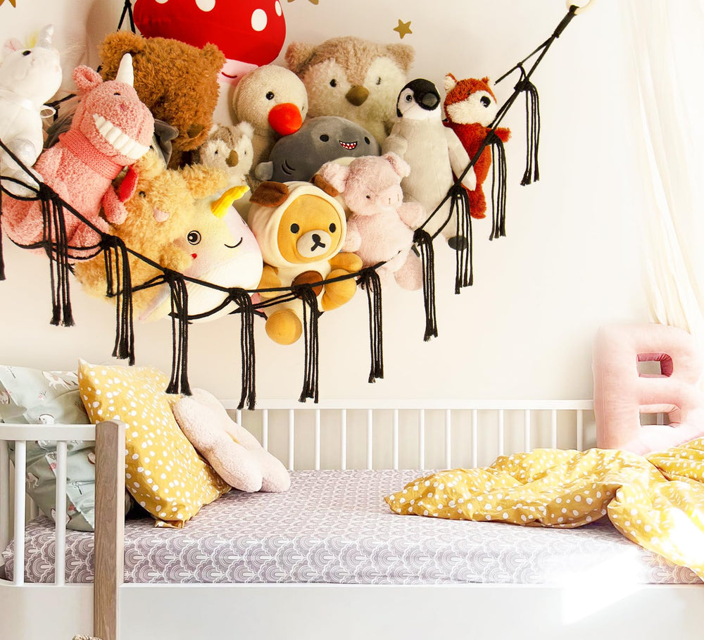Mirolam stuffed animal hammock two-pack provides scalable plush storage