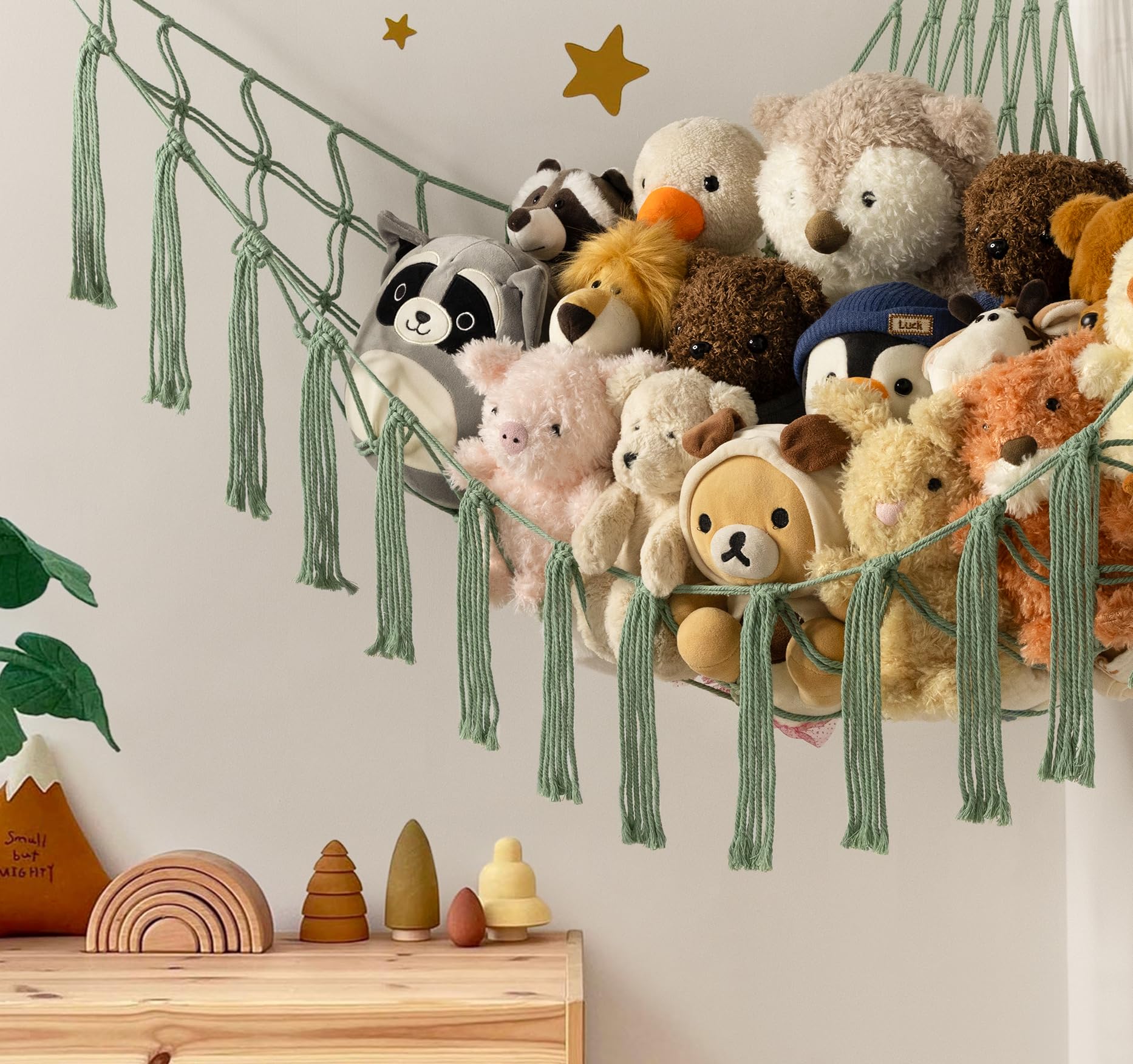 Mirolam stuffed animal hammock net corner storage keeps plush organized.