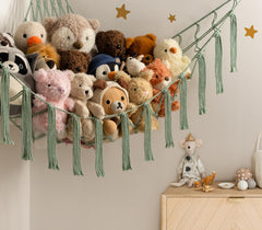 Mirolam stuffed animal hammock net living room display adds cute boho decor.