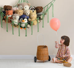 Mirolam space-saving hammock frees floor space in bedroom or playroom corners.