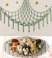 mirolam stuffed animal hammock wall mount demonstrates space-saving storage in a child’s room