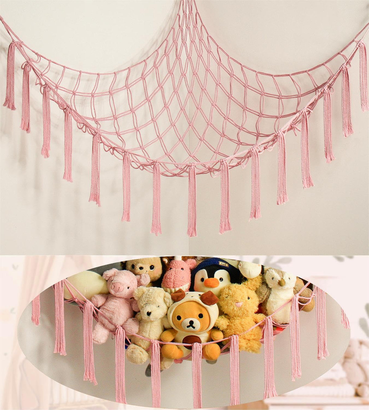 Mirolam stuffed animal storage hammock corner saves space and showcases plush toys.