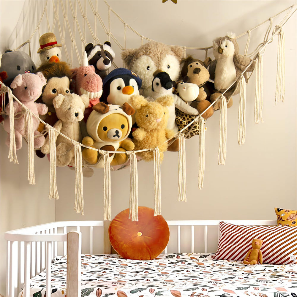 Mirolam cotton hammock net durable storage for kids plush toys and decor